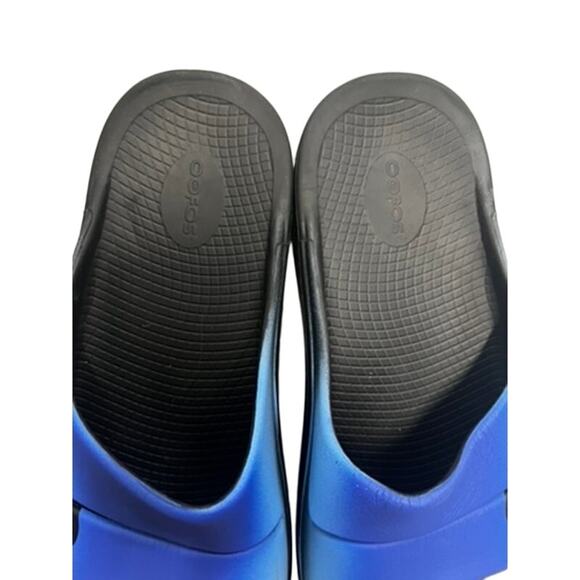 OOFOS OOahh Sport Intl Azul US Men's 14 Womens 16 EU 47 slip on slide Blue black - Picture 8 of 8